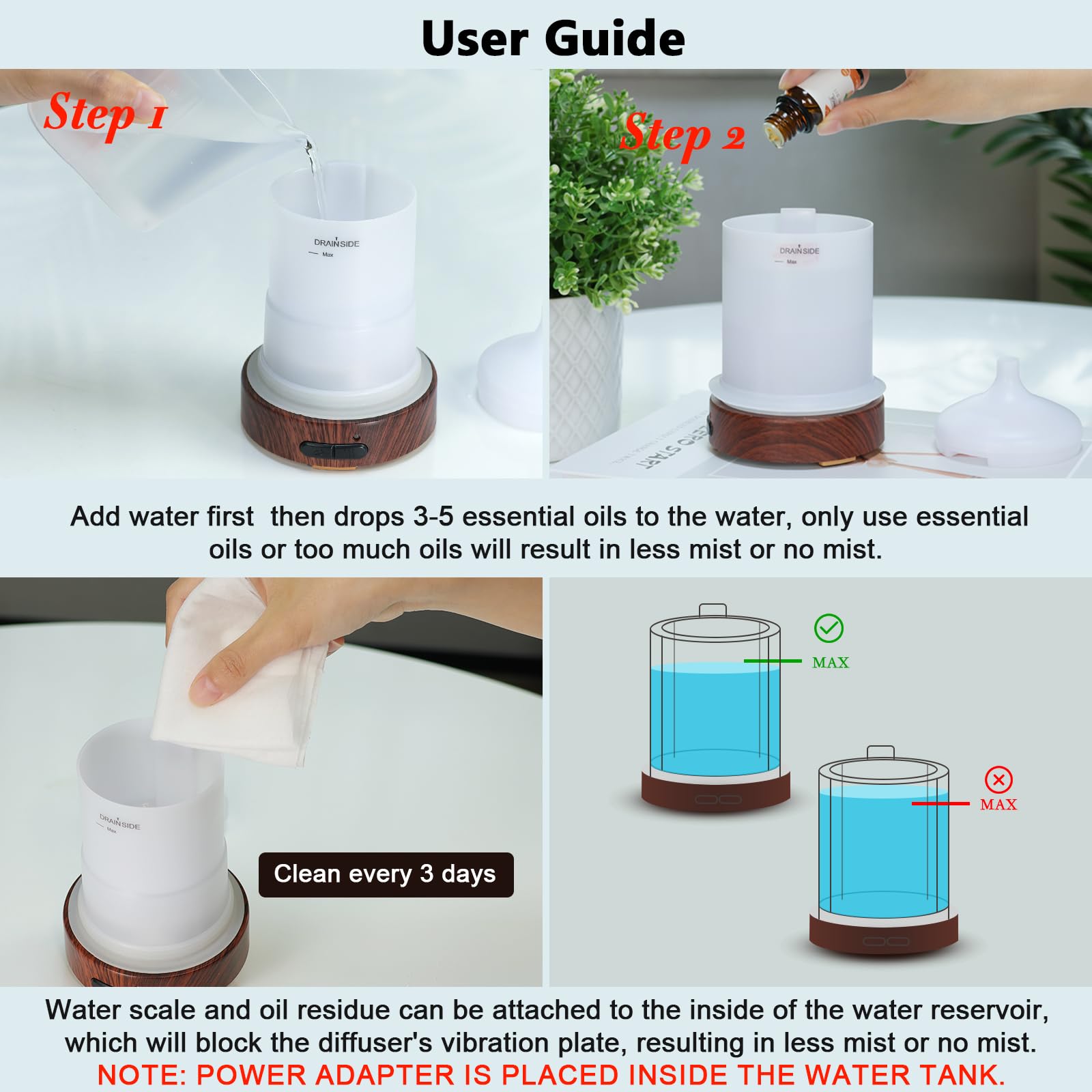 EQUSUPRO metal design diffuser body complements contemporary home decor.