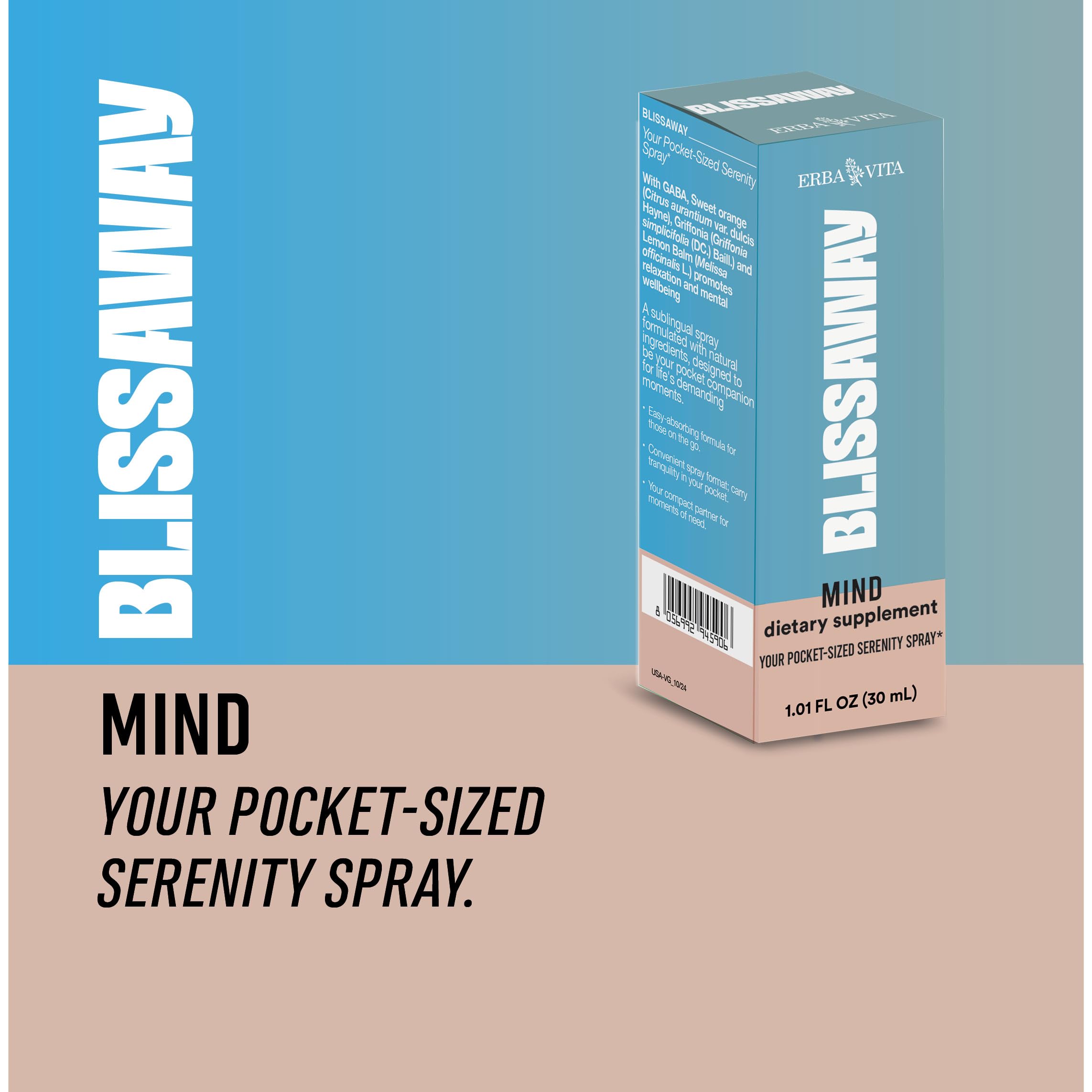 Erba Vita Blissaway Mind on-the-go use with easy-to-apply spray.