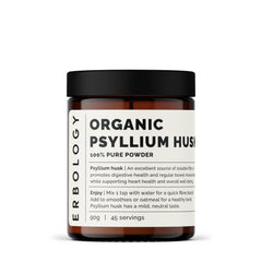 Erbology psyllium husk powder bottle ready for a daily fiber routine