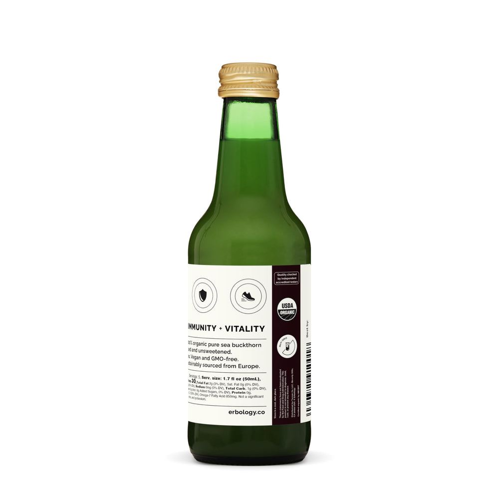 Erbology Sea Buckthorn Juice close-up of pineapple and citrus flavor notes