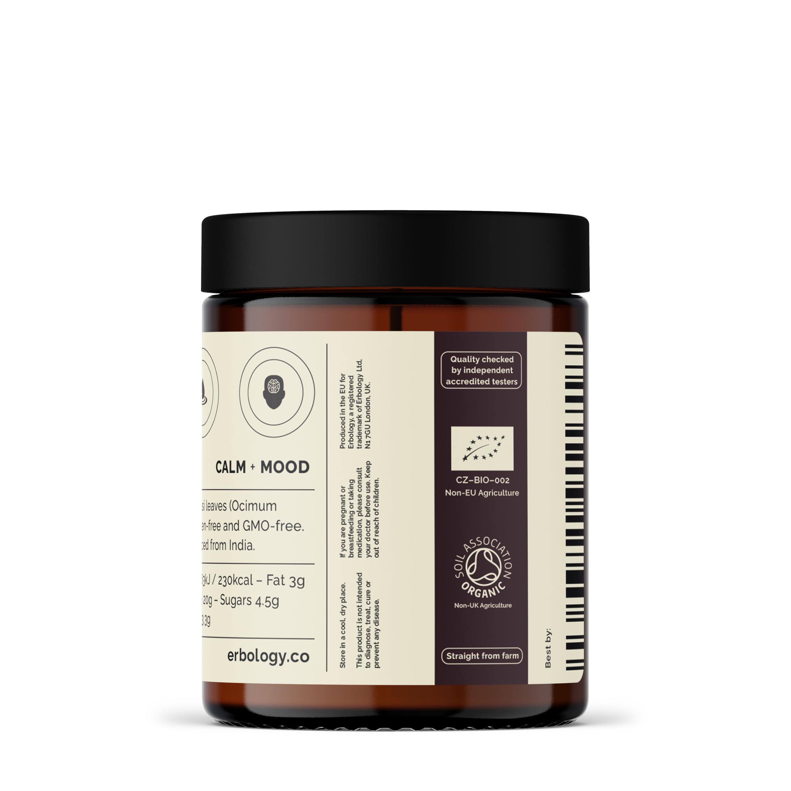 Erbology Tulsi powder added to a cold drink for refreshment