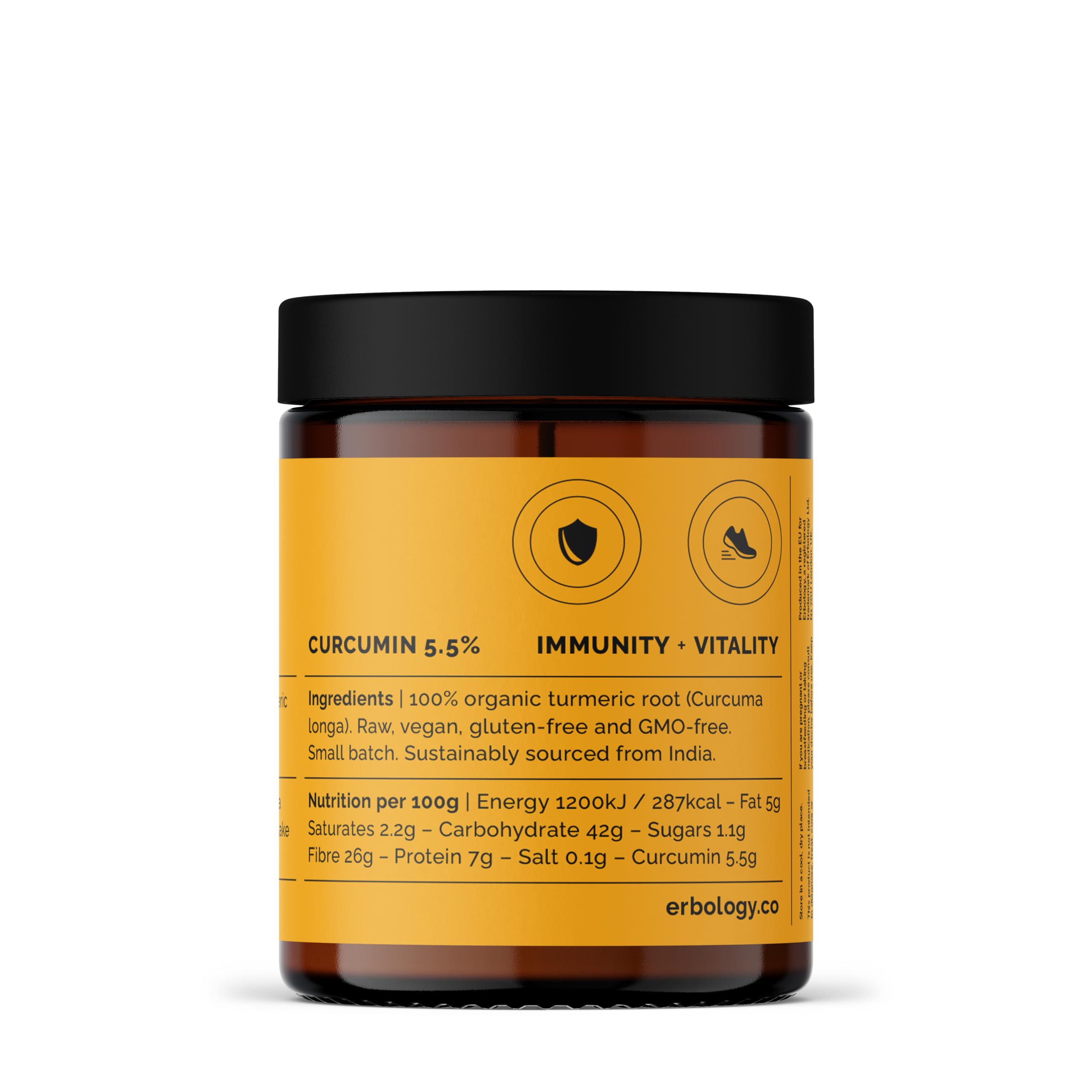 Erbology turmeric powder in curry dish adding color and aroma.