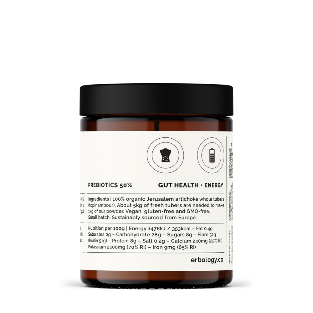 Erbology vegan gluten-free label on jar signaling clean ingredients.