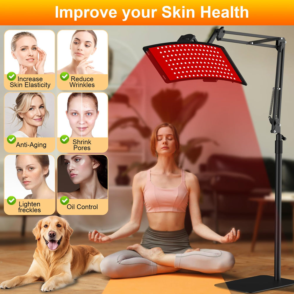 Erinrch red light therapy lamp remote control demonstrates easy session customization