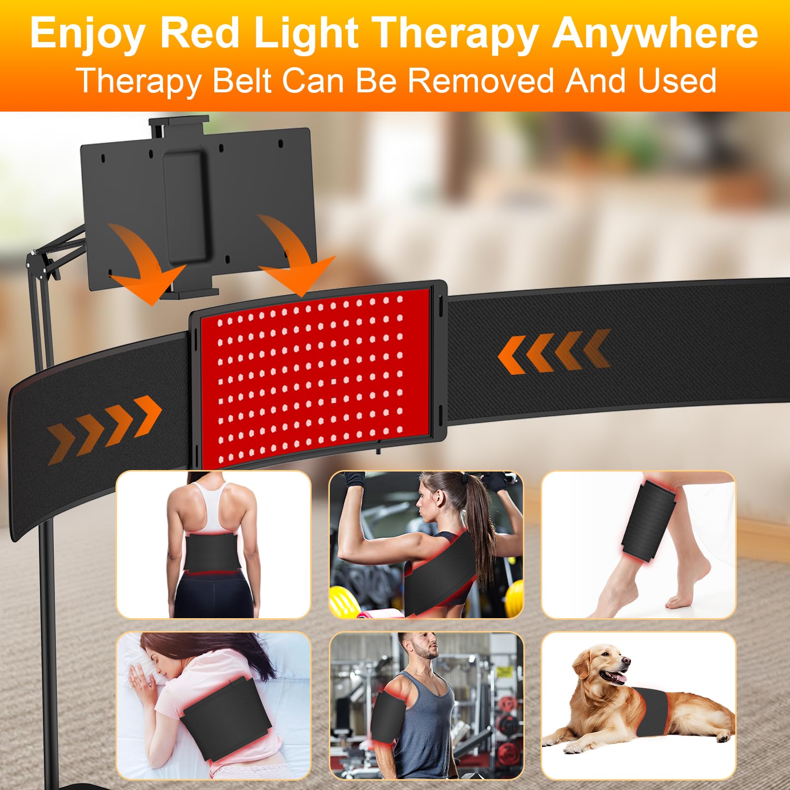 Erinrch red light therapy lamp stand with adjustable arm and 360° rotation