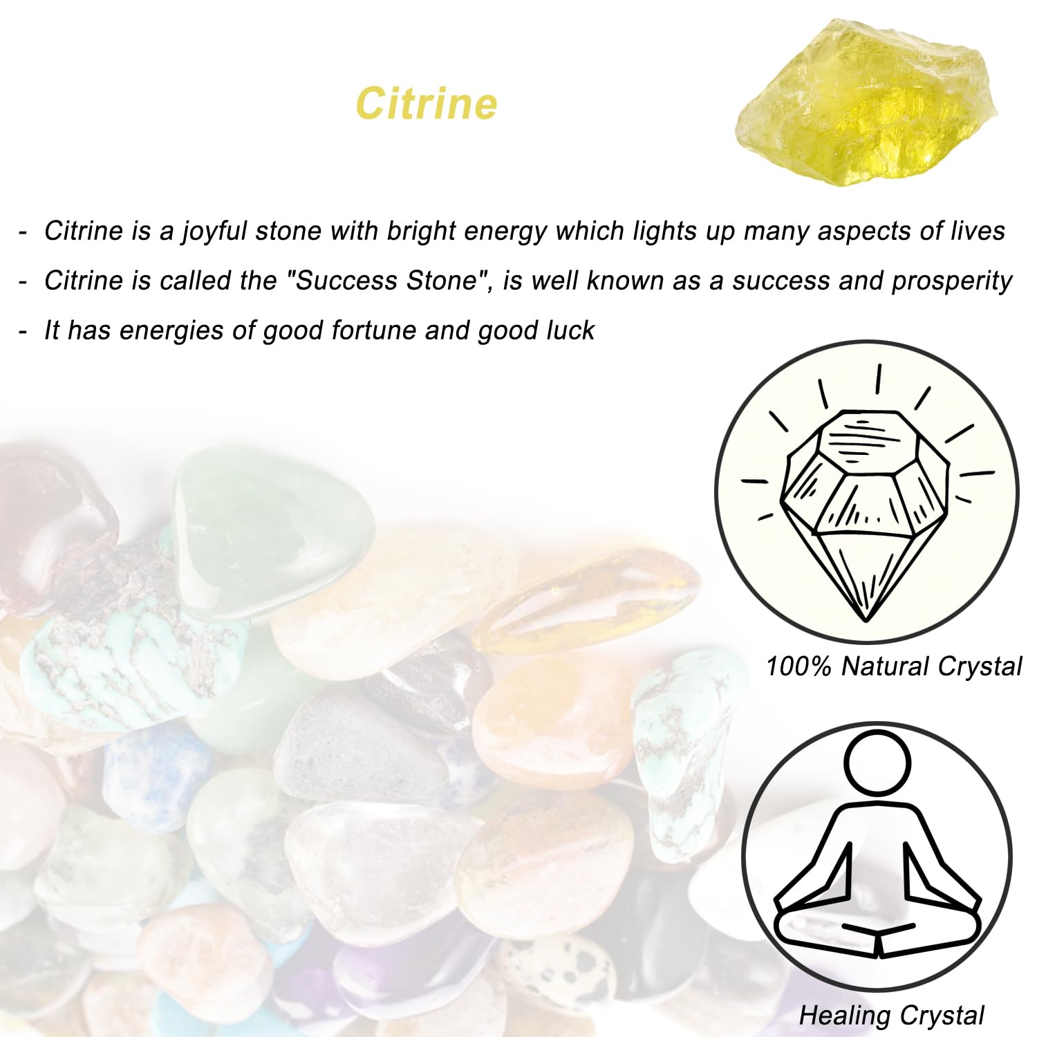 Erliway Citrine tumbling stone 70-100g suitable for DIY jewelry.
