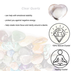 Erliway clear quartz heart stone with natural variations, each piece unique for chakra work.
