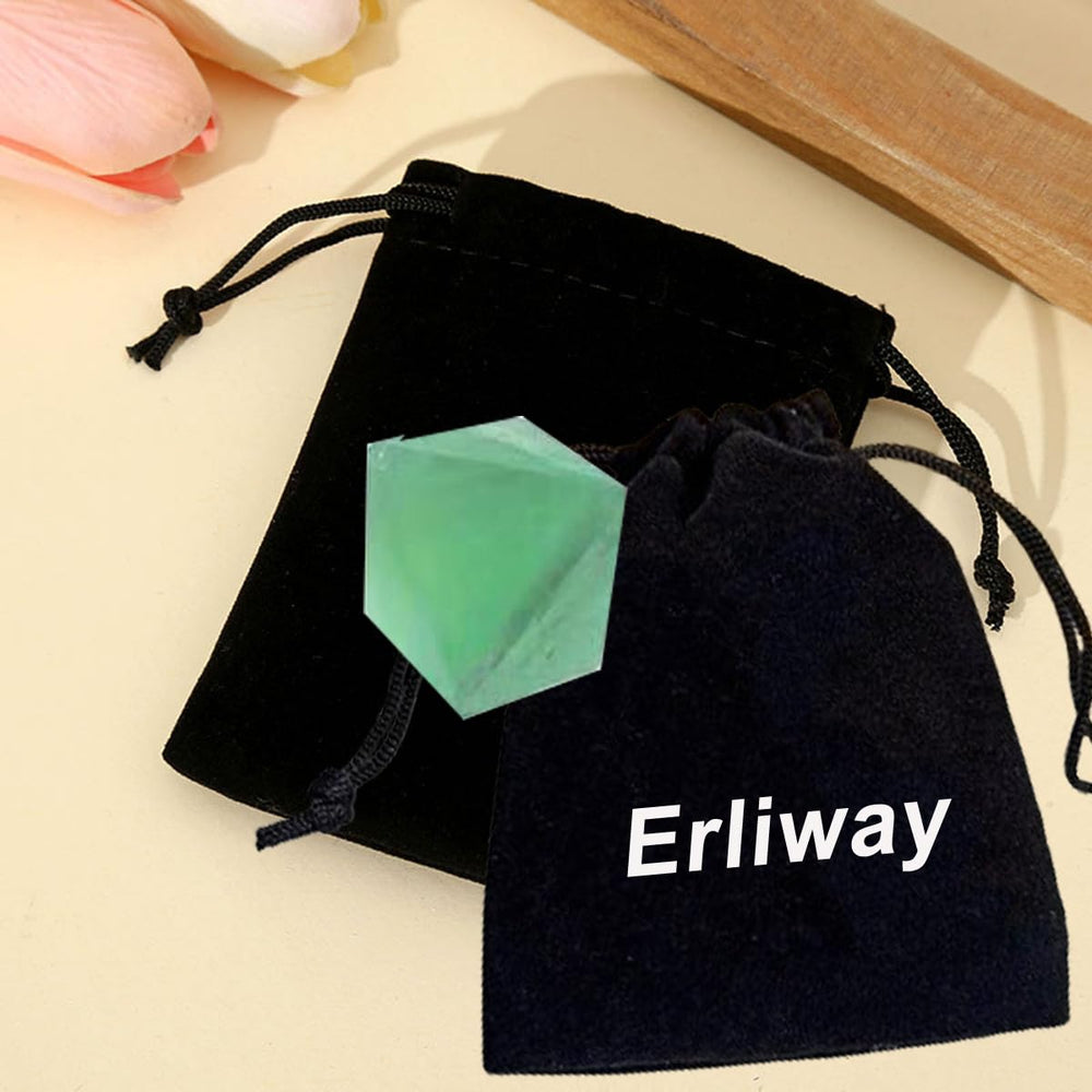 Erliway green fluorite octahedron gift-ready crystal with natural surface variations.