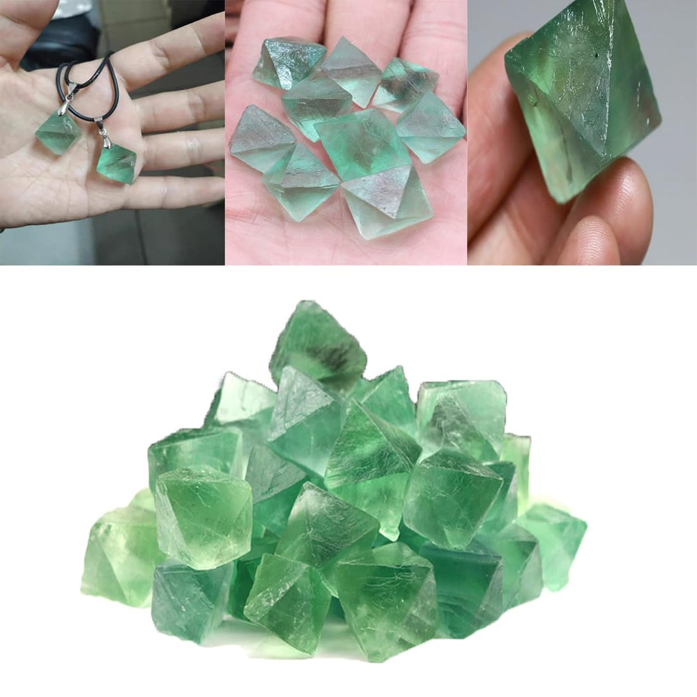 Erliway green fluorite octahedron in velvet pouch ready as a gift.