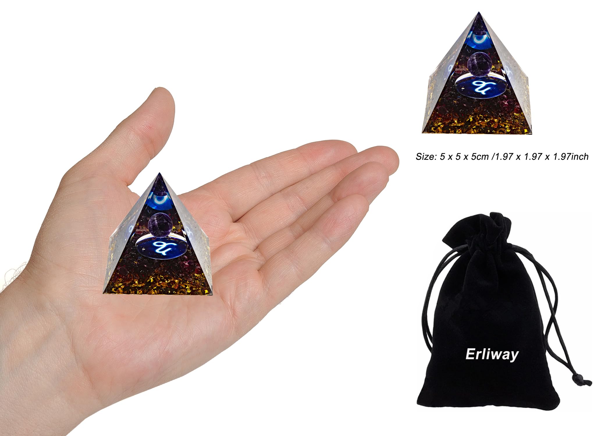 Natural amethyst core provides calming vibes in Erliway pyramid