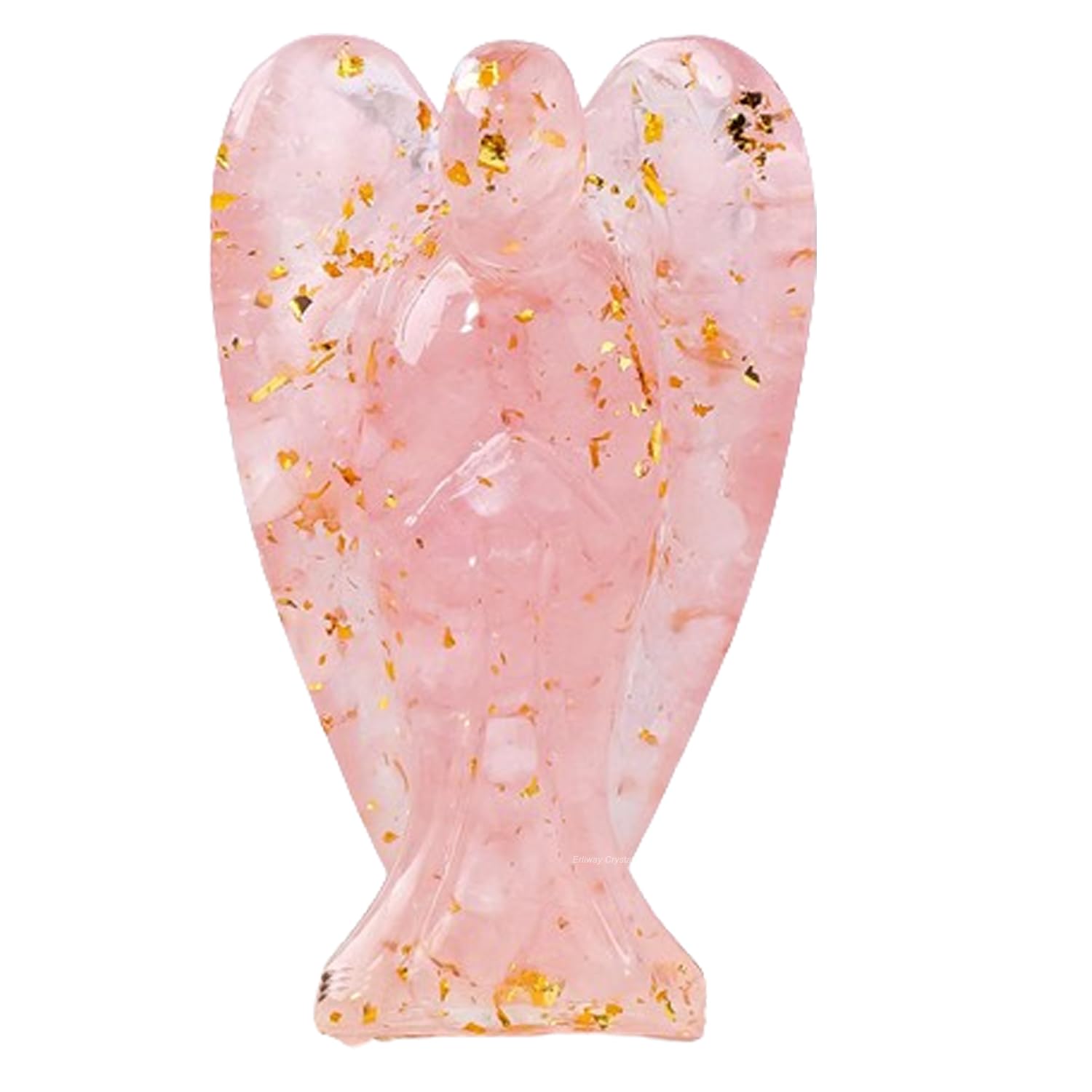 Erliway rose quartz guardian angel figurine with natural crystal chips for a calm space.