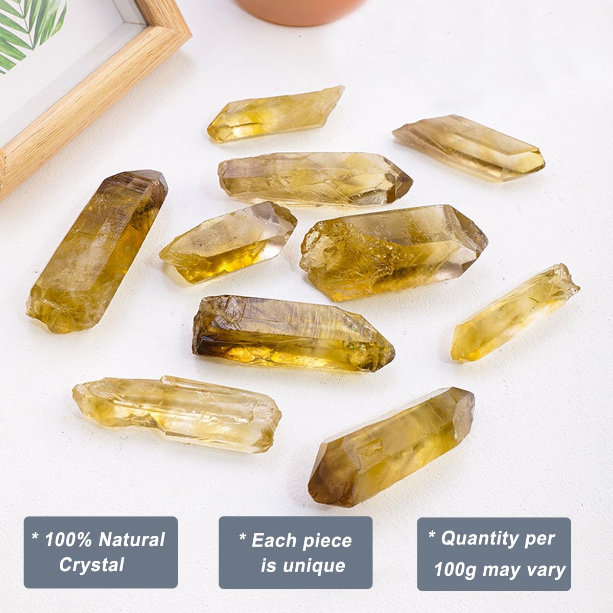 Erliway smoky citrine quartz wand rough closeup highlights warm tones for balance.
