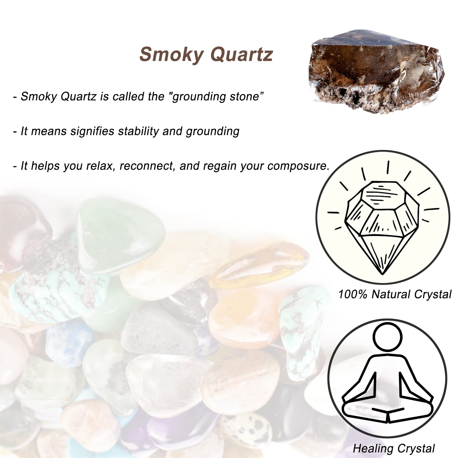 Erliway Smoky Quartz cabbing-ready piece for custom gemstone work.