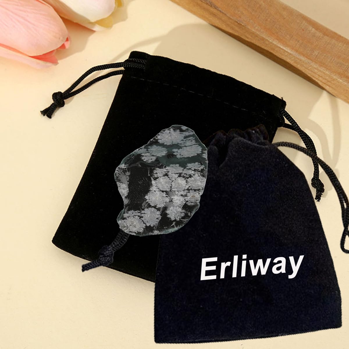 Erliway Snowflake Obsidian wire wrapped piece for display