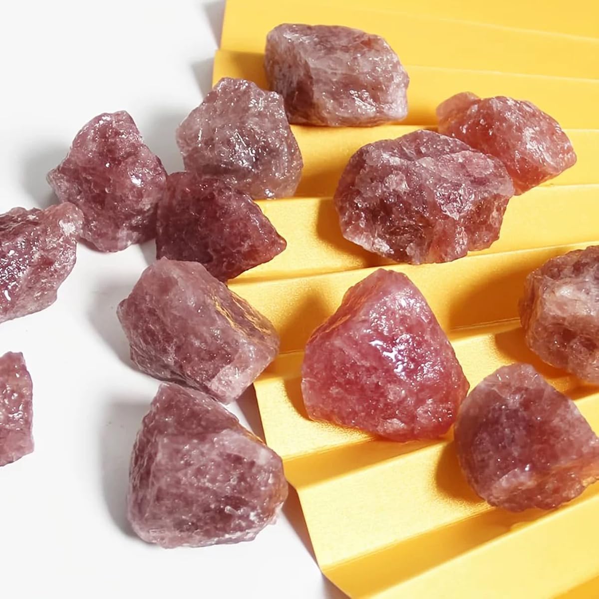 Erliway Strawberry Quartz rough crystal shown for tumbling and jewelry making
