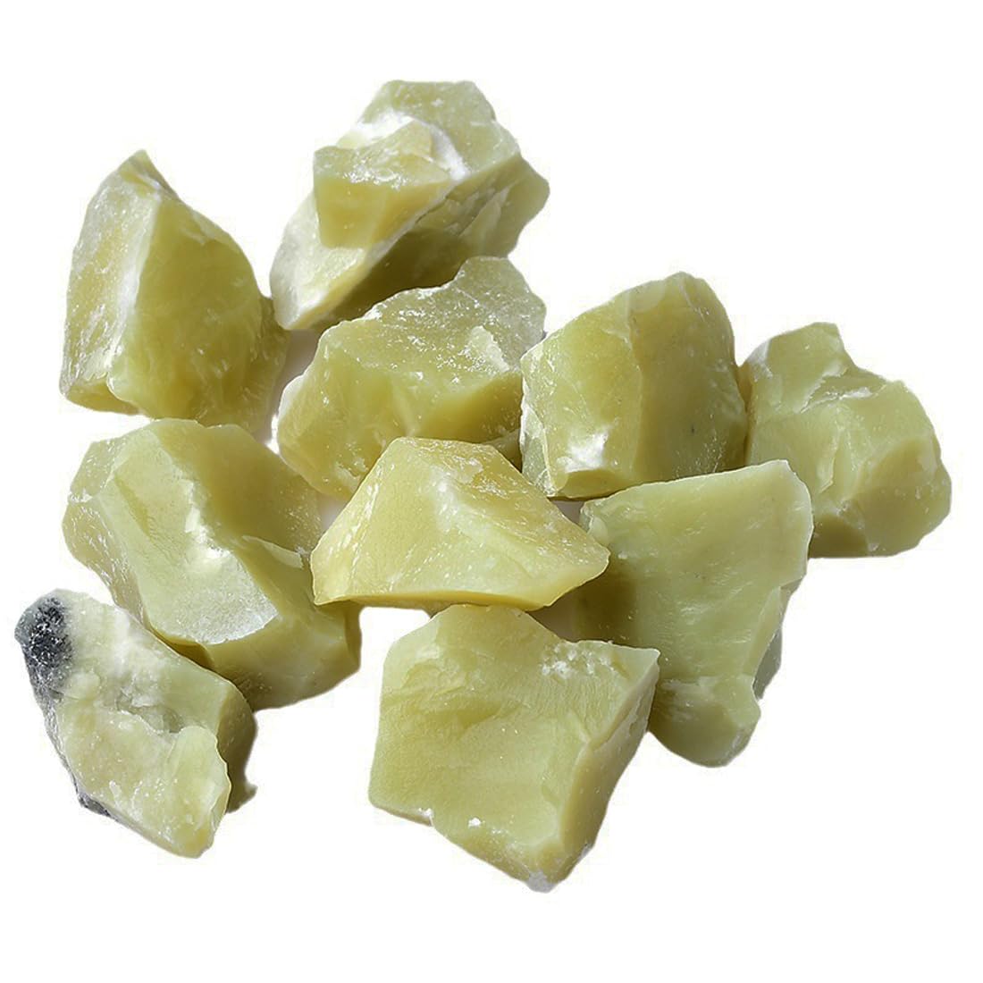 Erliway Yellow Jade raw crystal in hand, portable for meditation and focus.