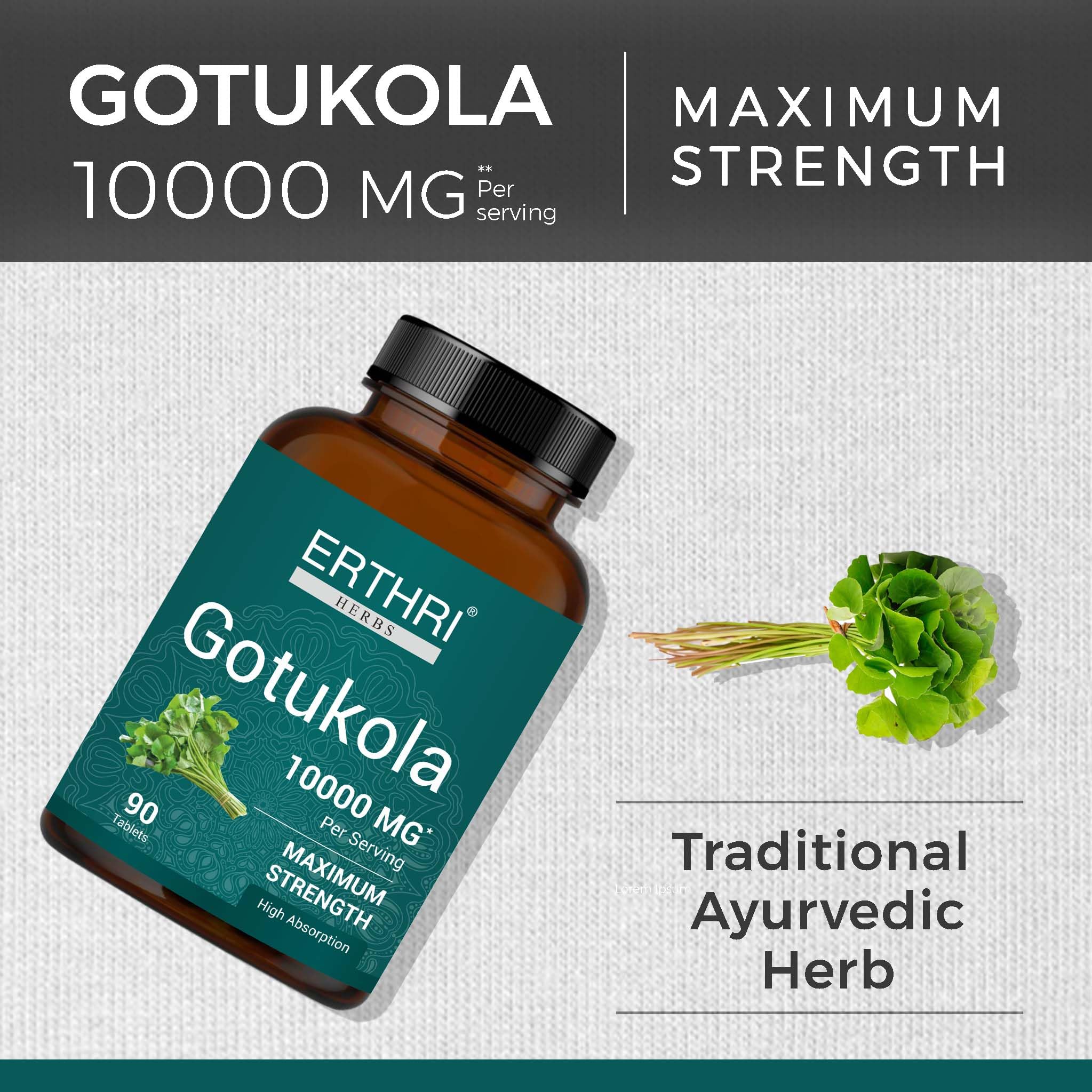 Close-up of ERTHRI Gotu Kola tablets for easy daily use