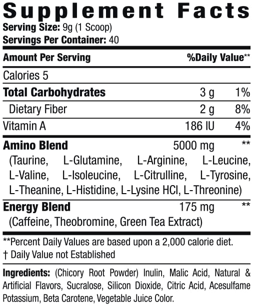 ES FIT Amino+ Raspberry Lemonade flavor boosts taste during training.