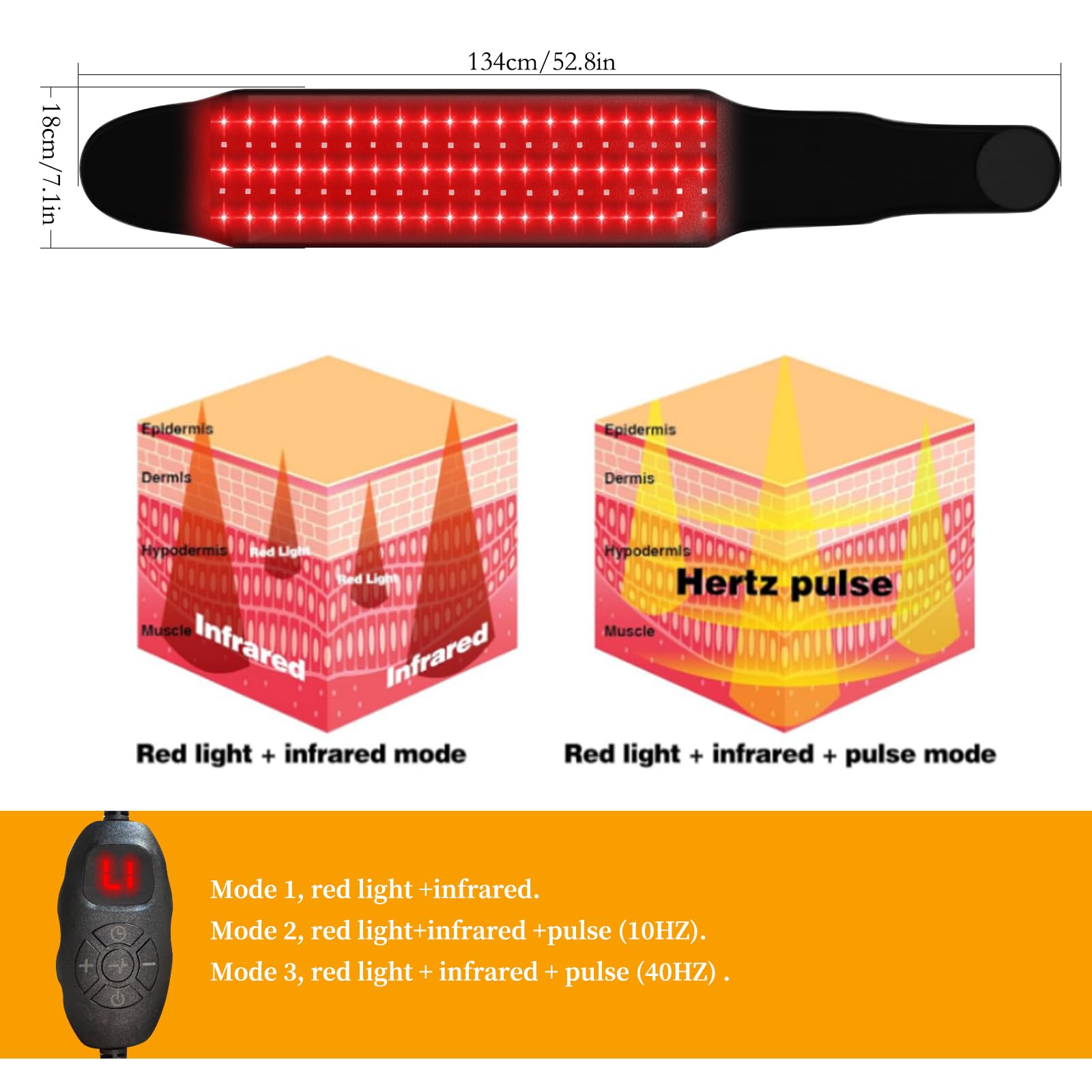 Esbaybulbs red light belt arm and knee use for targeted relief and flexibility