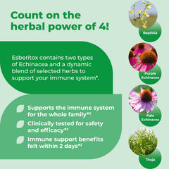 ESBERITOX ingredients including echinacea and wild indigo root shown.