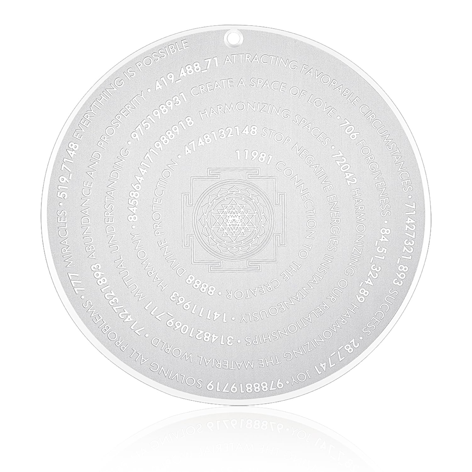 ESLINOP Sacred Geometry Disc with fingerprint-free finish, pristine surface.