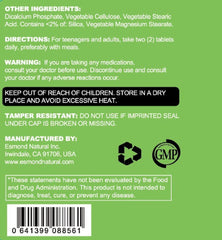 Esmond Natural Well Growing Tablet label close-up showing ingredients and quality.