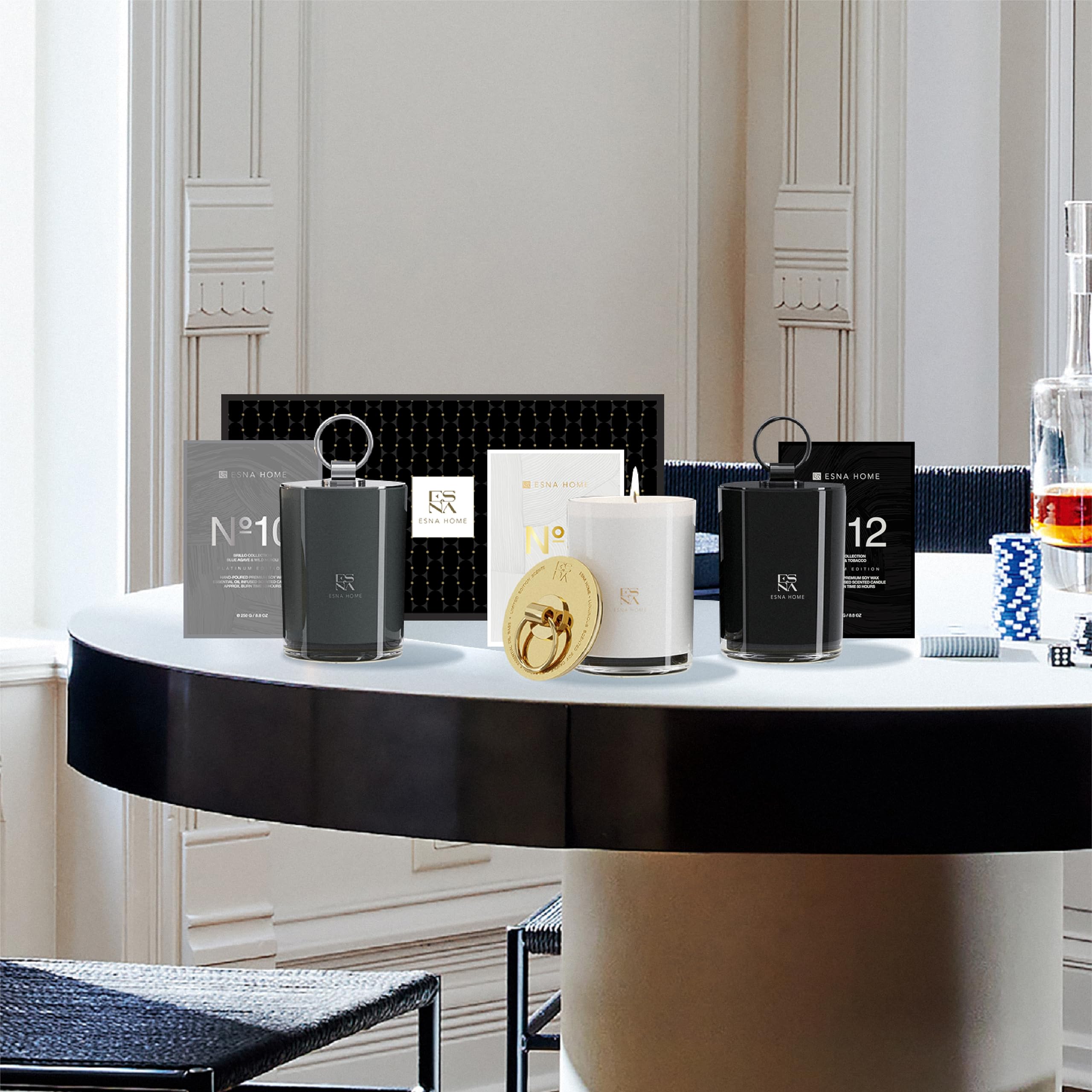 Three candles together illustrate versatile home fragrance options.