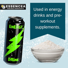 Essencea Taurine Powder pours into a glass for easy mixing.