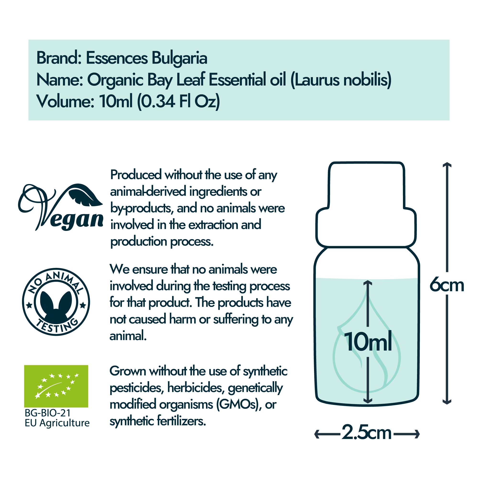 Essences Bulgaria amber glass bottle preserves bay leaf oil aroma