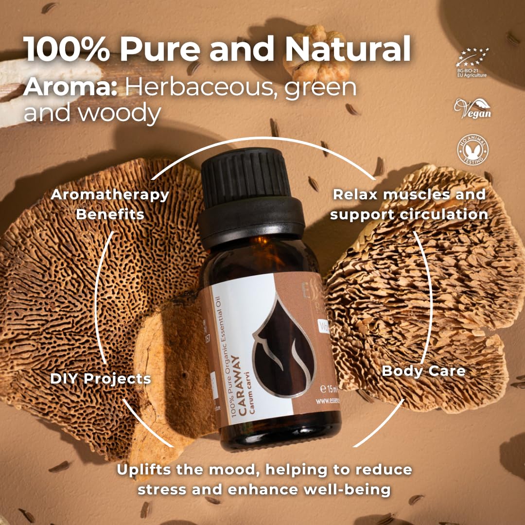 Essences Bulgaria Caraway oil blending with citrus and herb oils.