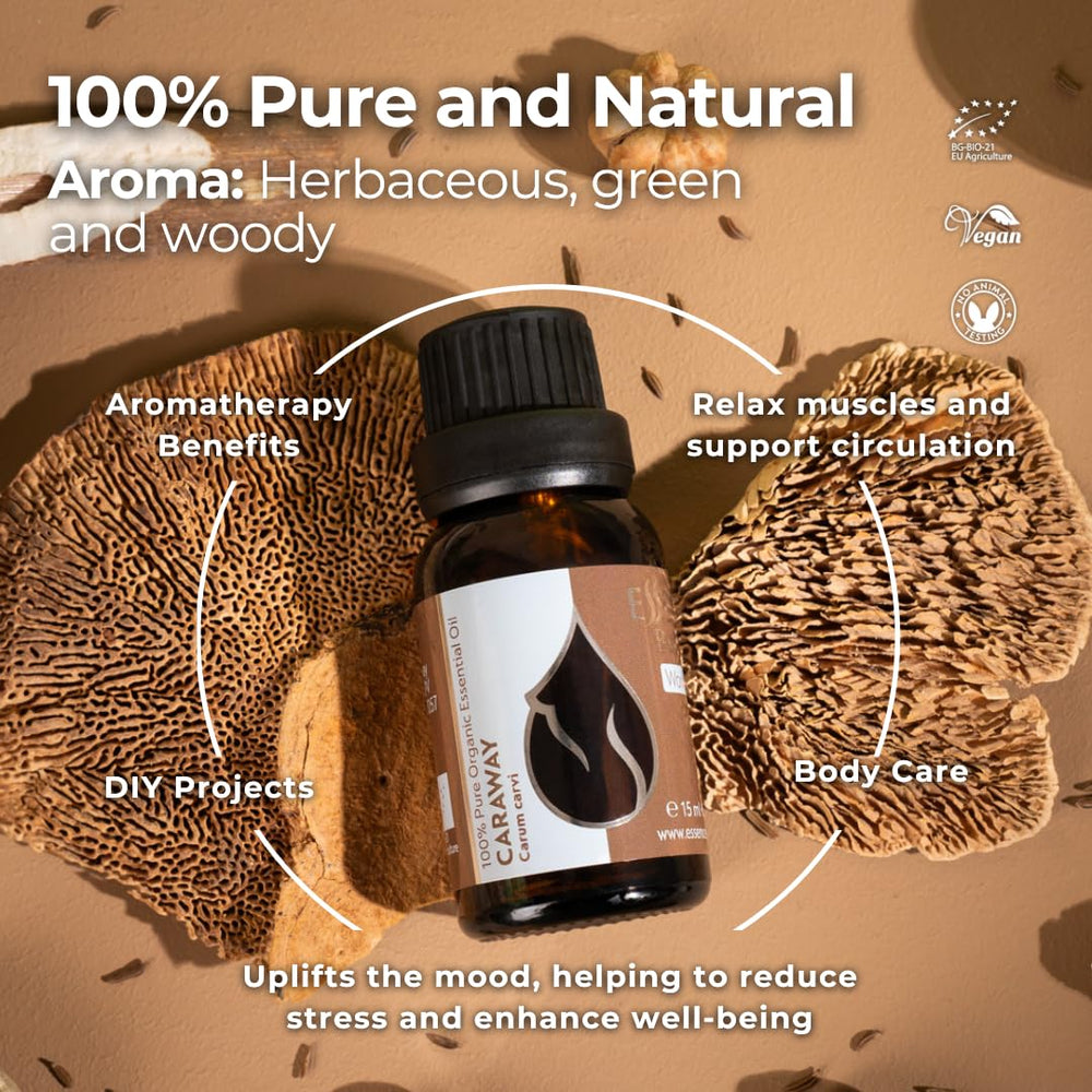 Essences Bulgaria Caraway oil blending with citrus and herb oils.