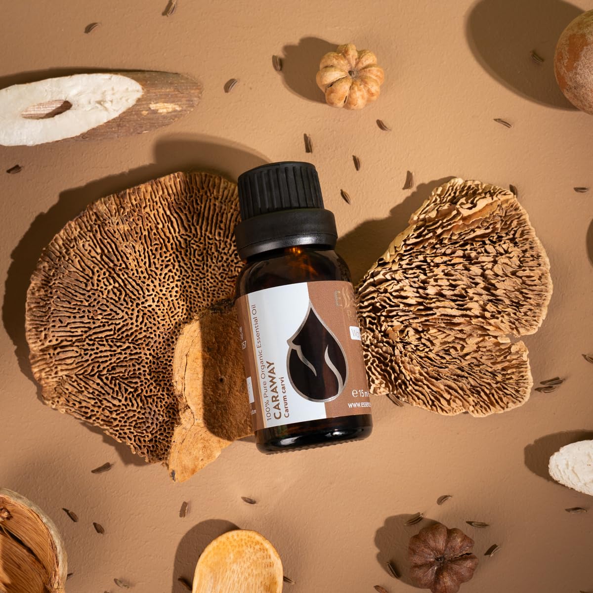 Essences Bulgaria Caraway oil emphasizes organic EU-certified quality.