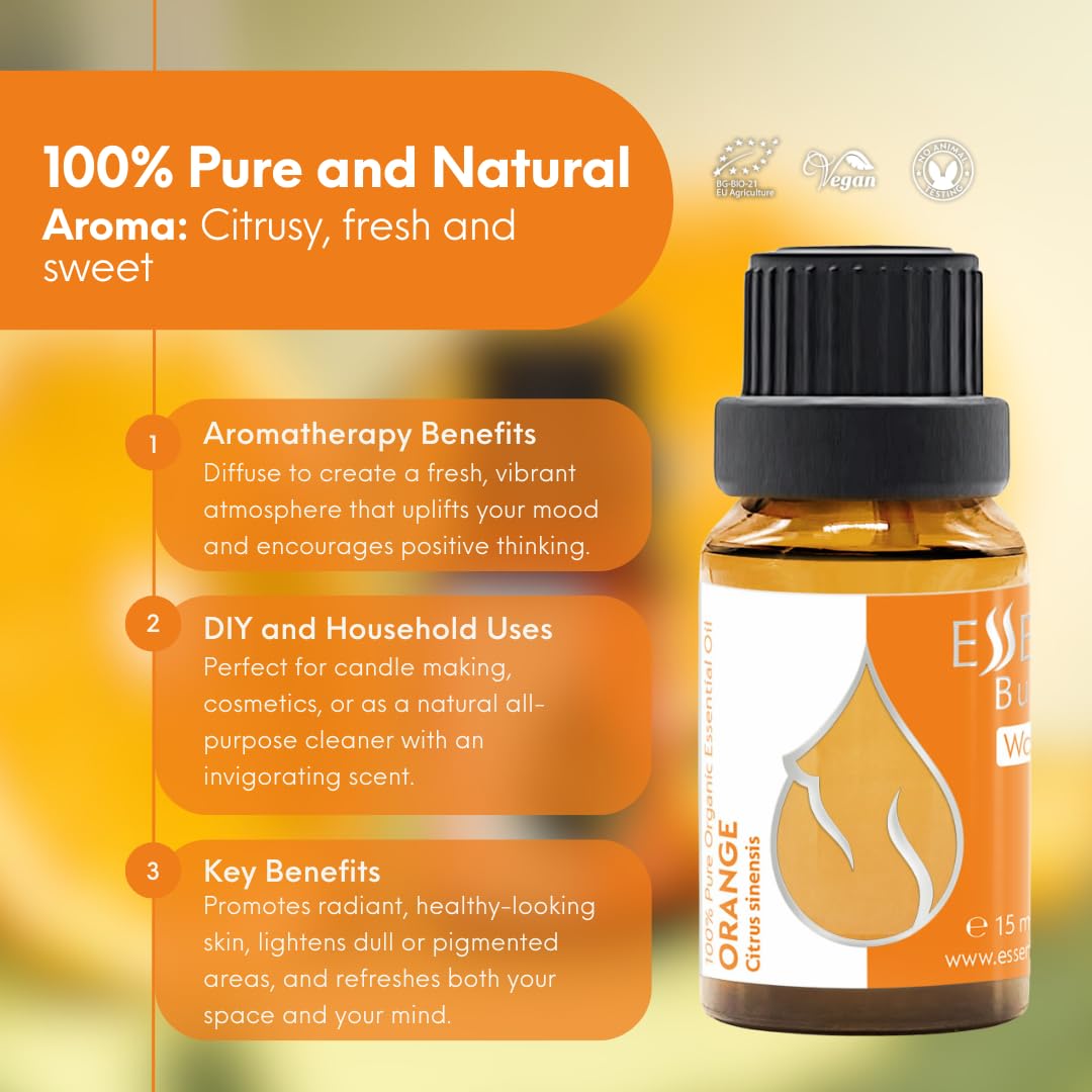 Essences Bulgaria orange oil candle-making with pure citrus fragrance.