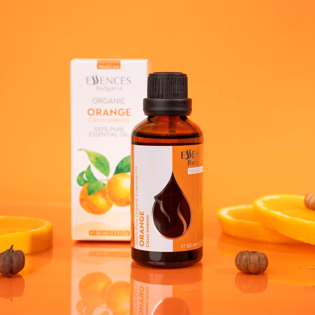 Essences Bulgaria orange oil EU organic certification label.