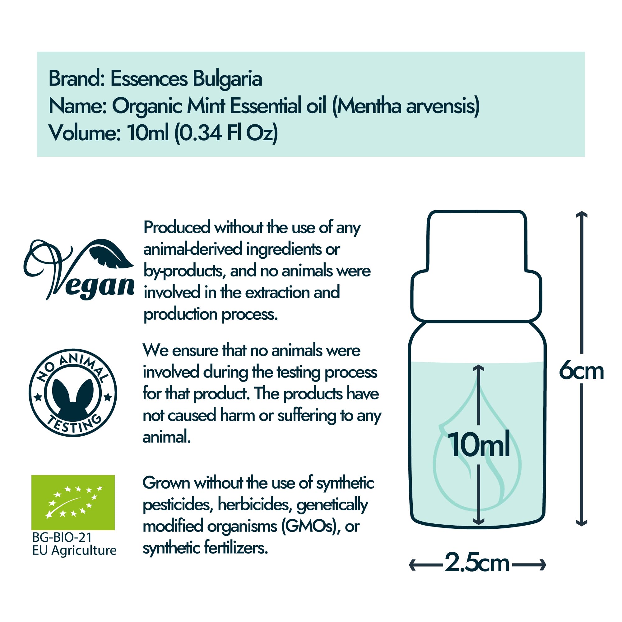 Diffuser with Essences Bulgaria Organic Mint Essential Oil releasing a refreshing mist