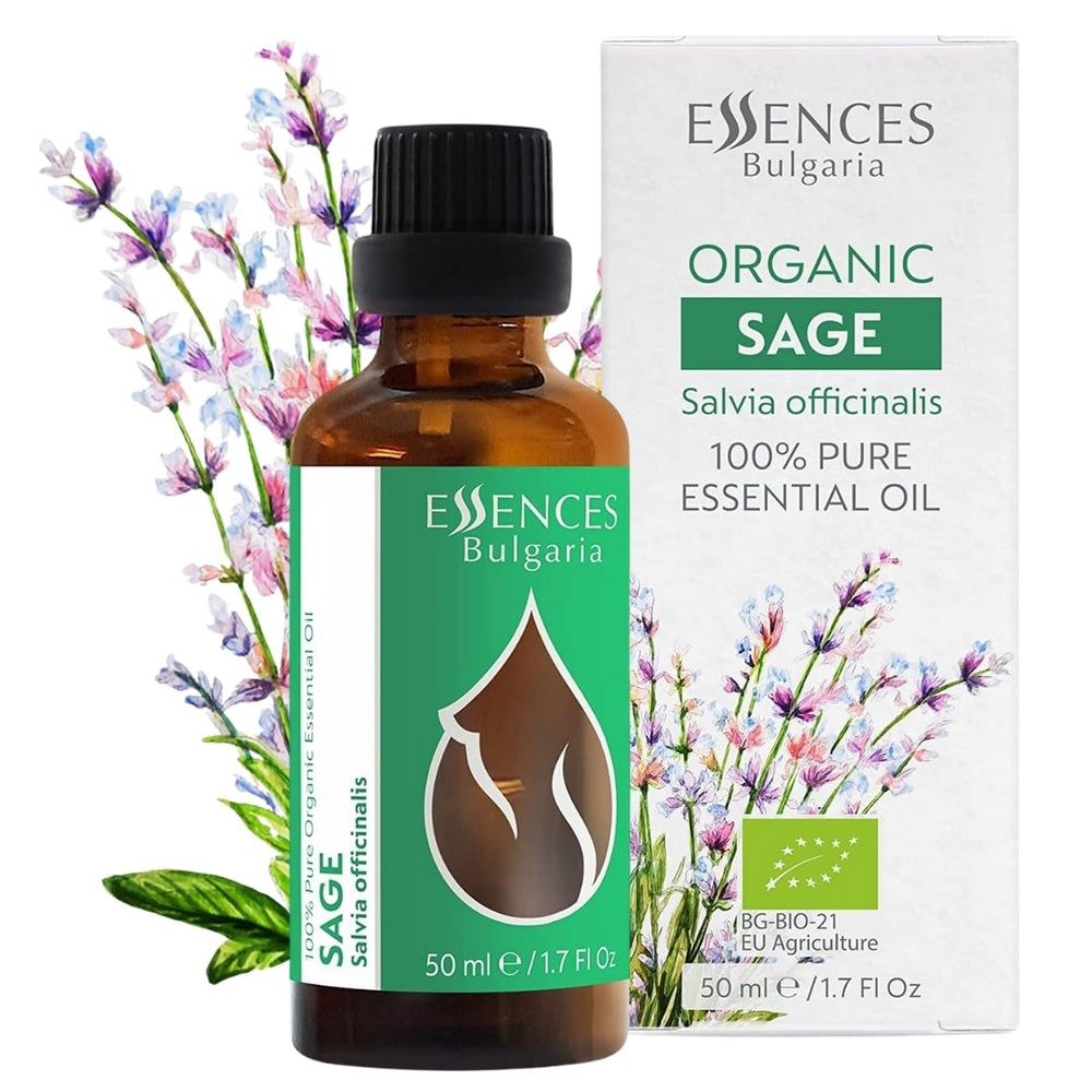 Essences Bulgaria Sage Oil bottle 50ml ready for aromatherapy sessions.