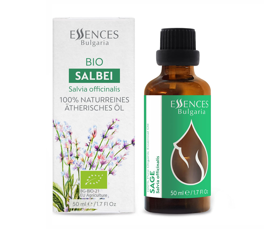 Essences Bulgaria organic sage label closeup signaling purity and quality.