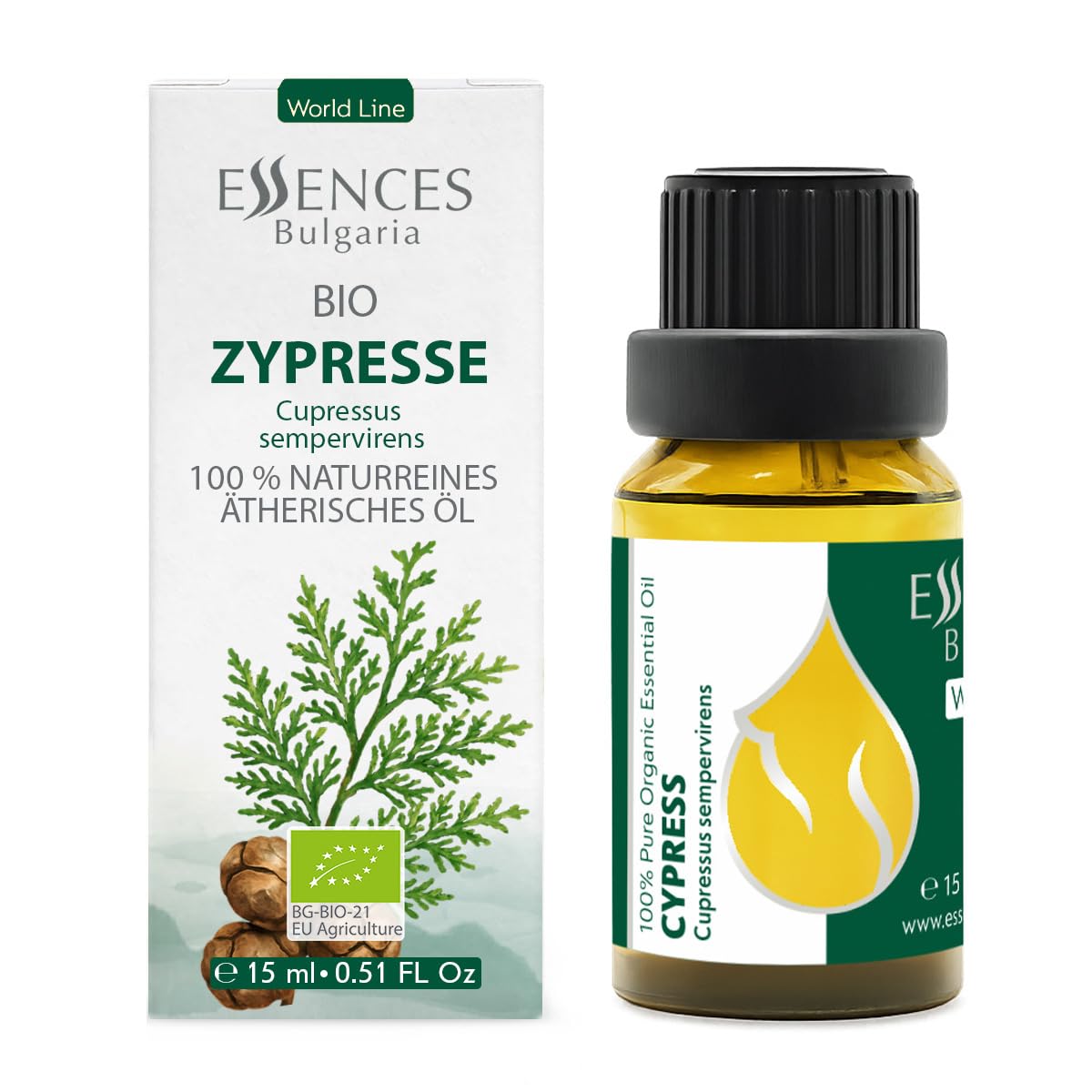 Essences Bulgaria World Line Cypress oil in a diffuser setup