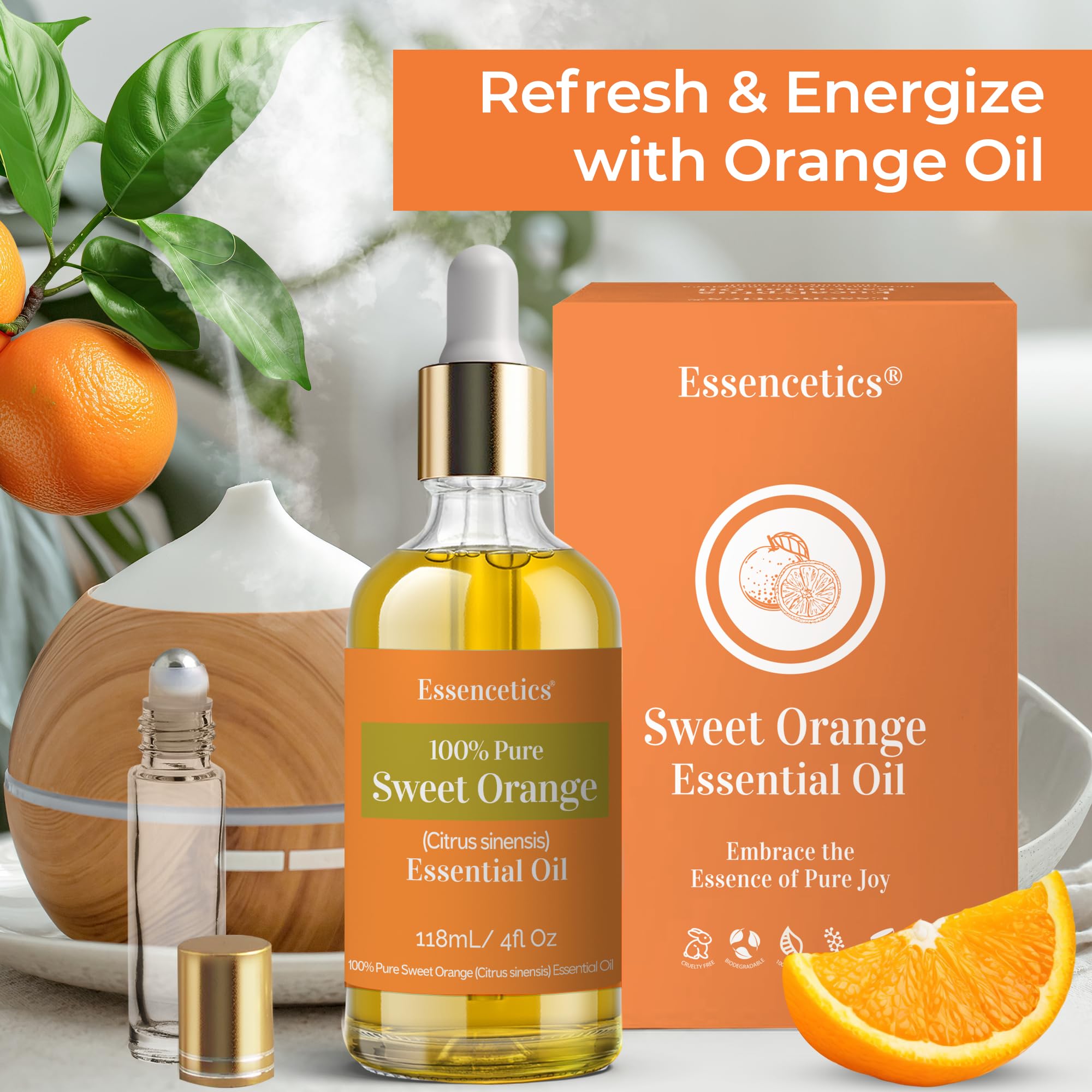 Essencetics Sweet Orange oil enriching skincare with natural moisture