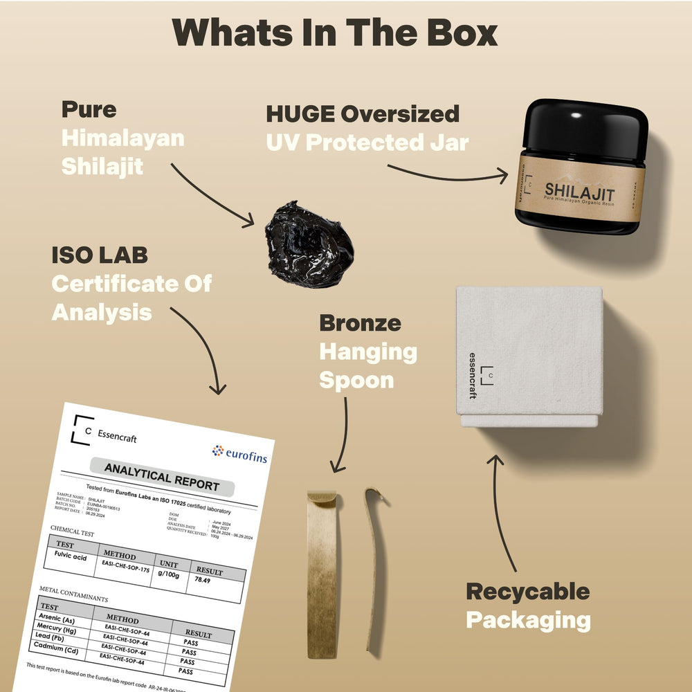 Essencraft Shilajit resin scoop shows convenient 500mg dose