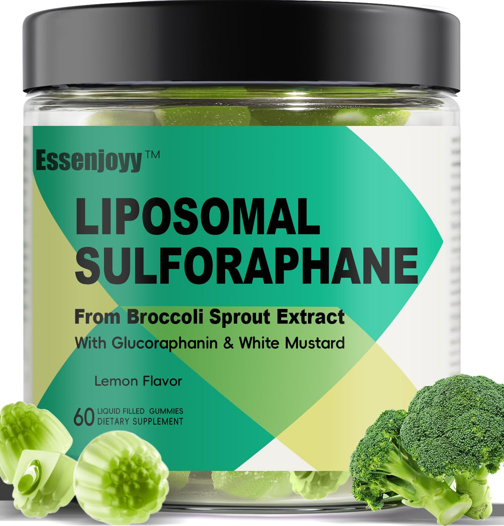 ESSENJOYY liposomal sulforaphane gummies bottle designed for daily wellness.