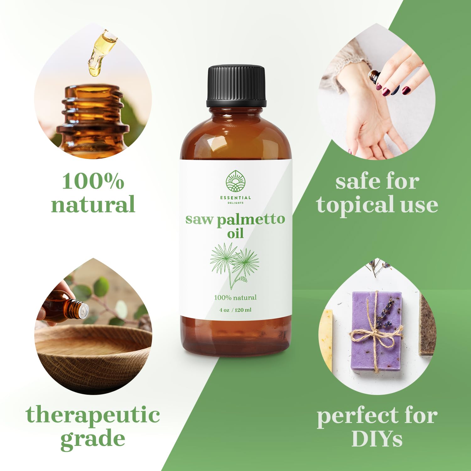 Saw Palmetto Oil for massage blends and aromatherapy with a soothing aroma.