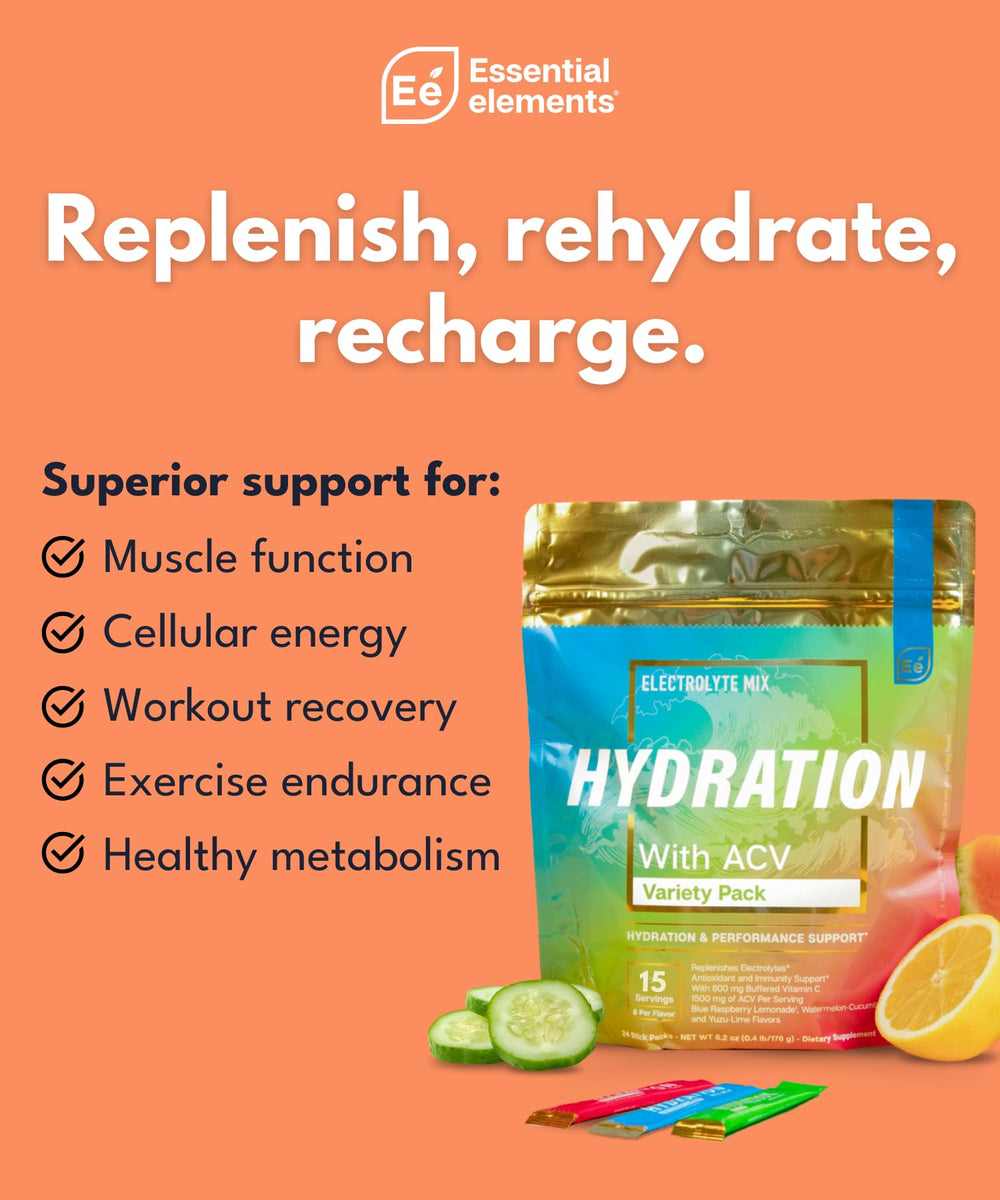 Essential Elements Hydration Packets Yuzu Lime with tangy rehydration