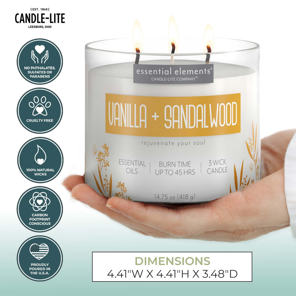 Essential Elements natural soy-wax candle for neutral décor that complements any room.