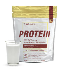 Essential Elements pea protein powder vanilla tub, a dairy-free plant-based protein for workouts.