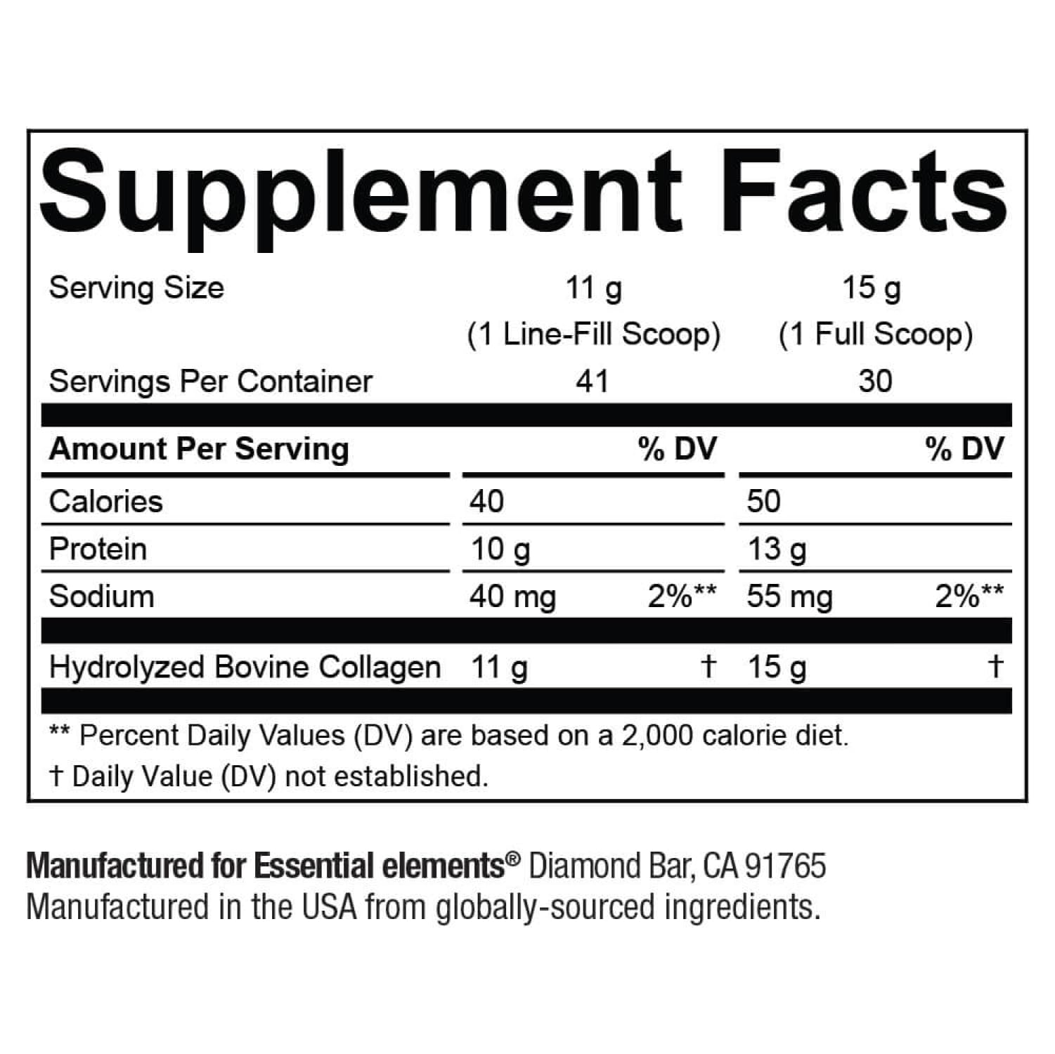 Essential Elements collagen supports hair, skin, and nails.