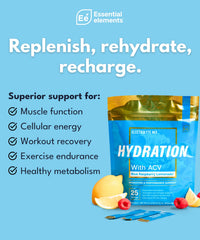 Essential Elements travel-friendly hydration stick packets ideal for runners and cyclists.