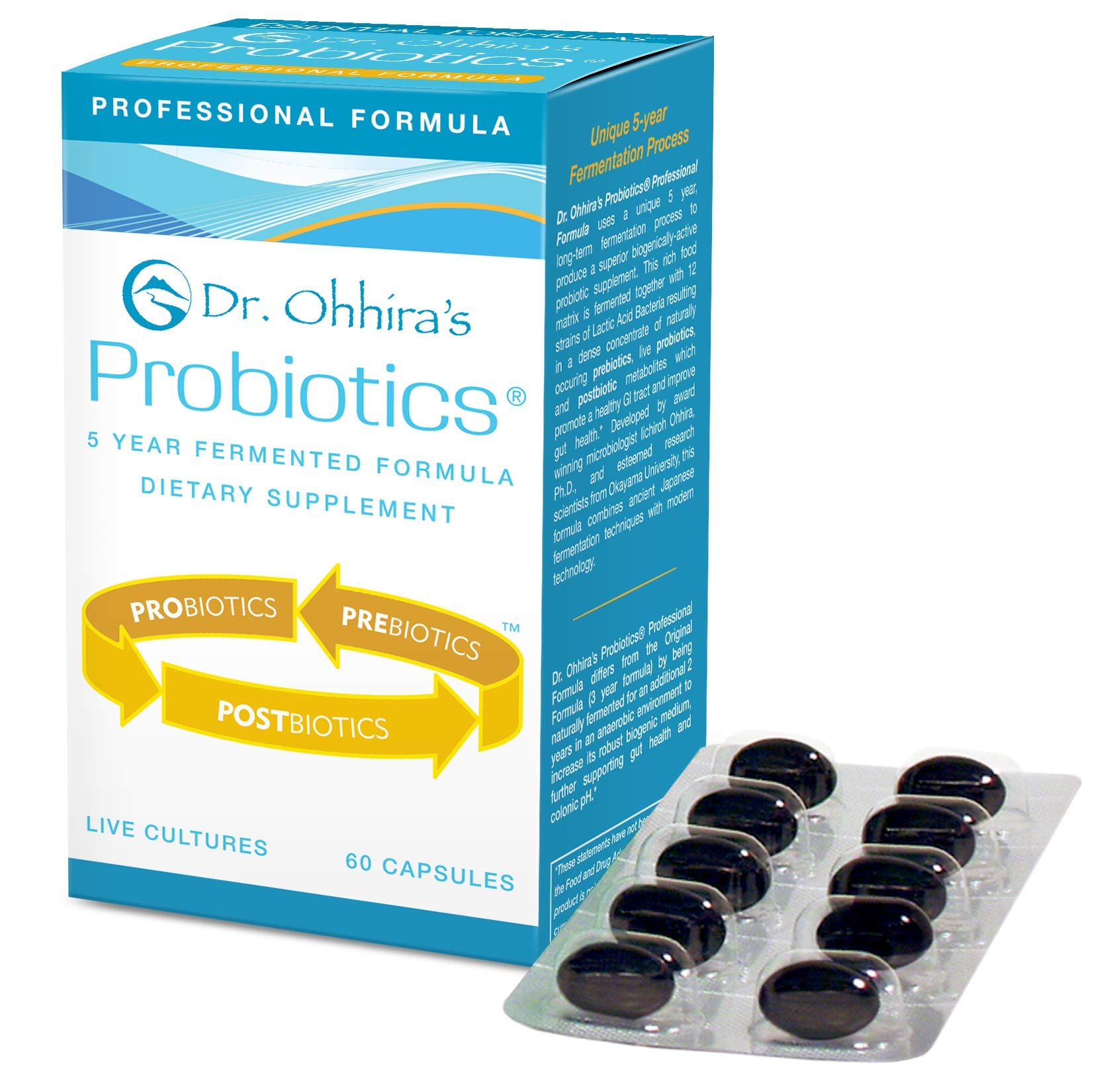 Dr. Ohhira’s Probióticos fermentados 5 años en envase, posible apoyo al microbioma
