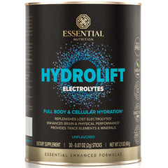 Essential Nutrition Hydrolift electrolytes sticks in a bottle for on-the-go hydration.