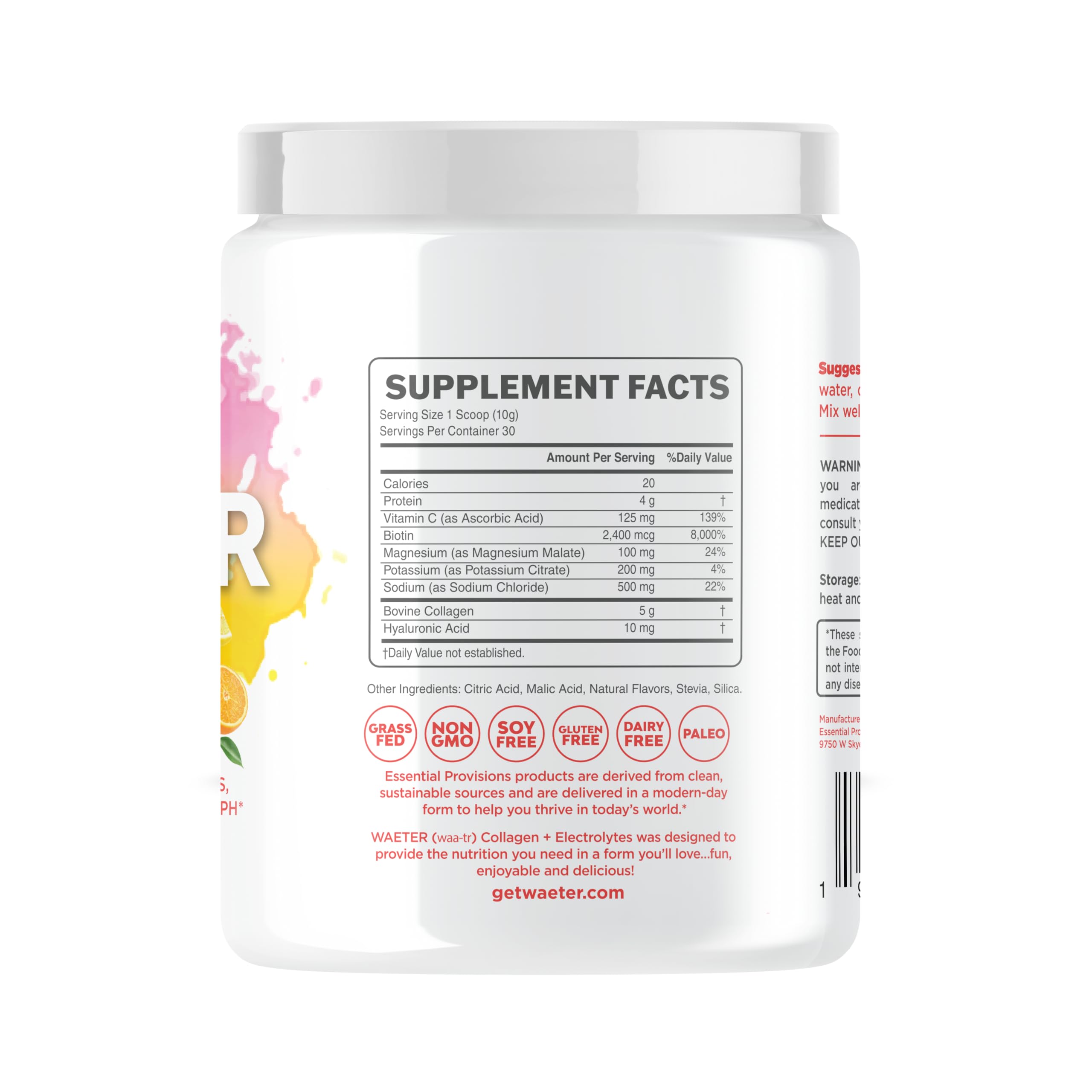 WAETER collagen powder scoop shows effortless mixing into water for daily collagen support